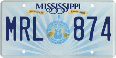 MS license plate MRL874