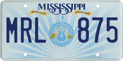 MS license plate MRL875