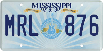 MS license plate MRL876