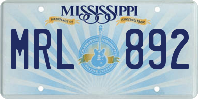 MS license plate MRL892