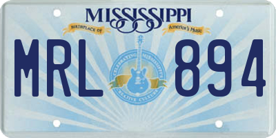 MS license plate MRL894