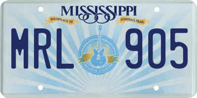 MS license plate MRL905