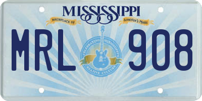 MS license plate MRL908