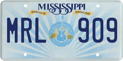 MS license plate MRL909
