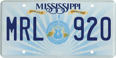 MS license plate MRL920