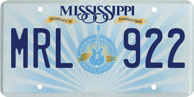 MS license plate MRL922
