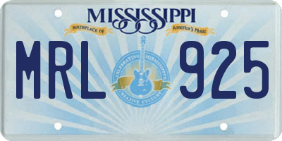 MS license plate MRL925