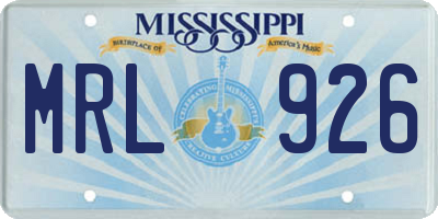 MS license plate MRL926