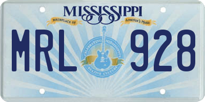 MS license plate MRL928