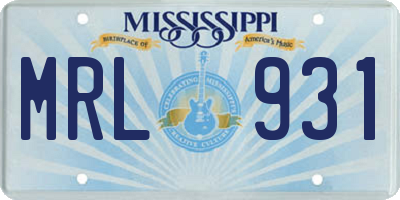 MS license plate MRL931