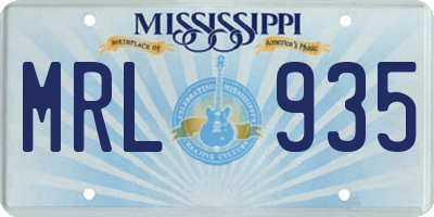 MS license plate MRL935