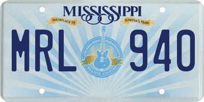 MS license plate MRL940