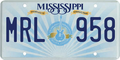 MS license plate MRL958