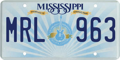 MS license plate MRL963