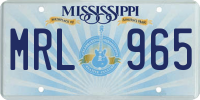 MS license plate MRL965