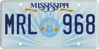 MS license plate MRL968