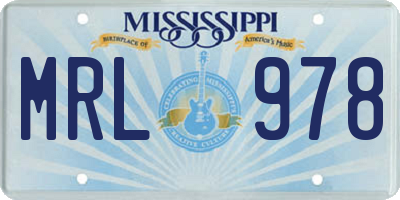 MS license plate MRL978