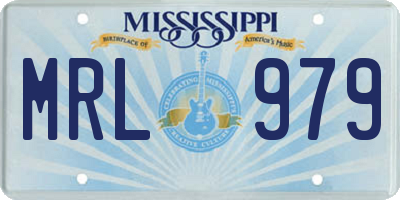 MS license plate MRL979