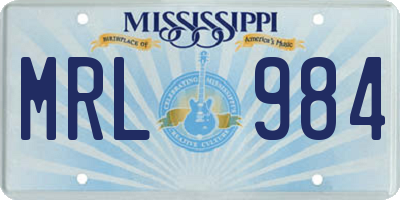 MS license plate MRL984