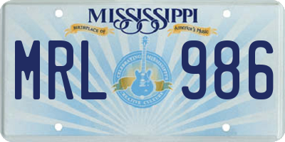 MS license plate MRL986