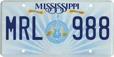 MS license plate MRL988