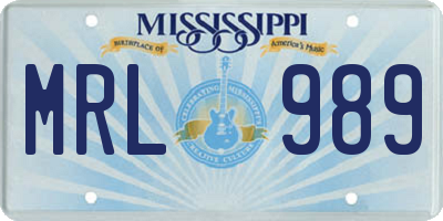 MS license plate MRL989