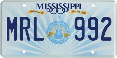 MS license plate MRL992