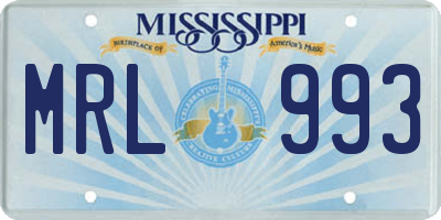 MS license plate MRL993