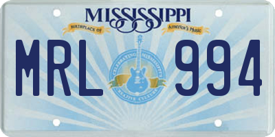 MS license plate MRL994