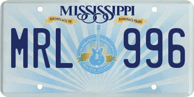 MS license plate MRL996