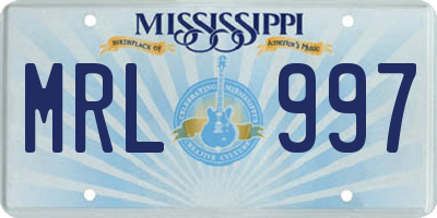 MS license plate MRL997