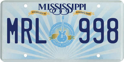 MS license plate MRL998