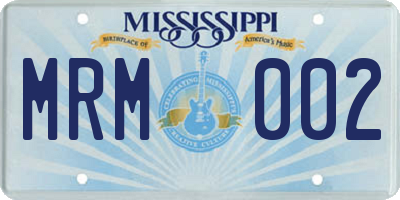 MS license plate MRM002