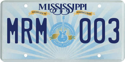 MS license plate MRM003