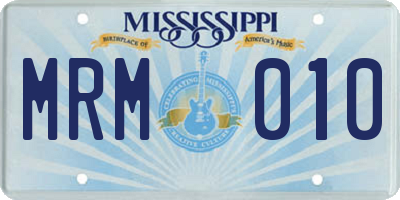 MS license plate MRM010