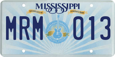 MS license plate MRM013