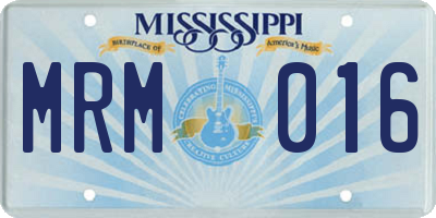 MS license plate MRM016