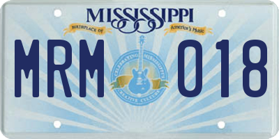 MS license plate MRM018