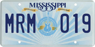 MS license plate MRM019