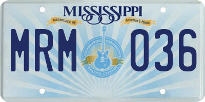 MS license plate MRM036