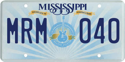 MS license plate MRM040