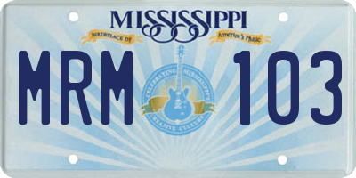 MS license plate MRM103