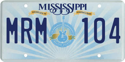 MS license plate MRM104
