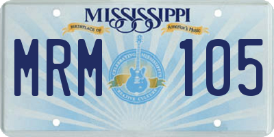 MS license plate MRM105