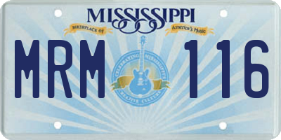MS license plate MRM116