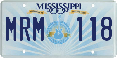 MS license plate MRM118