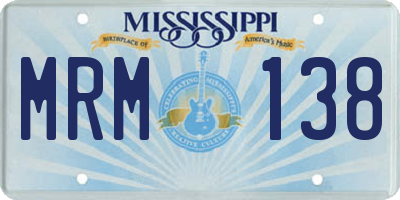 MS license plate MRM138