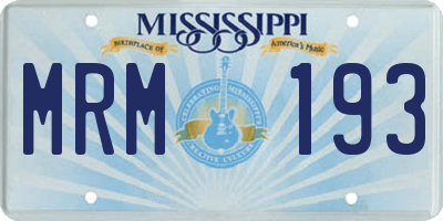 MS license plate MRM193