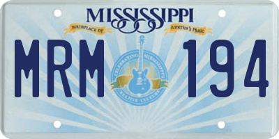 MS license plate MRM194