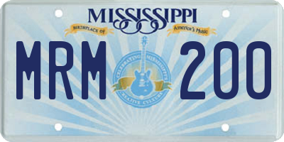 MS license plate MRM200